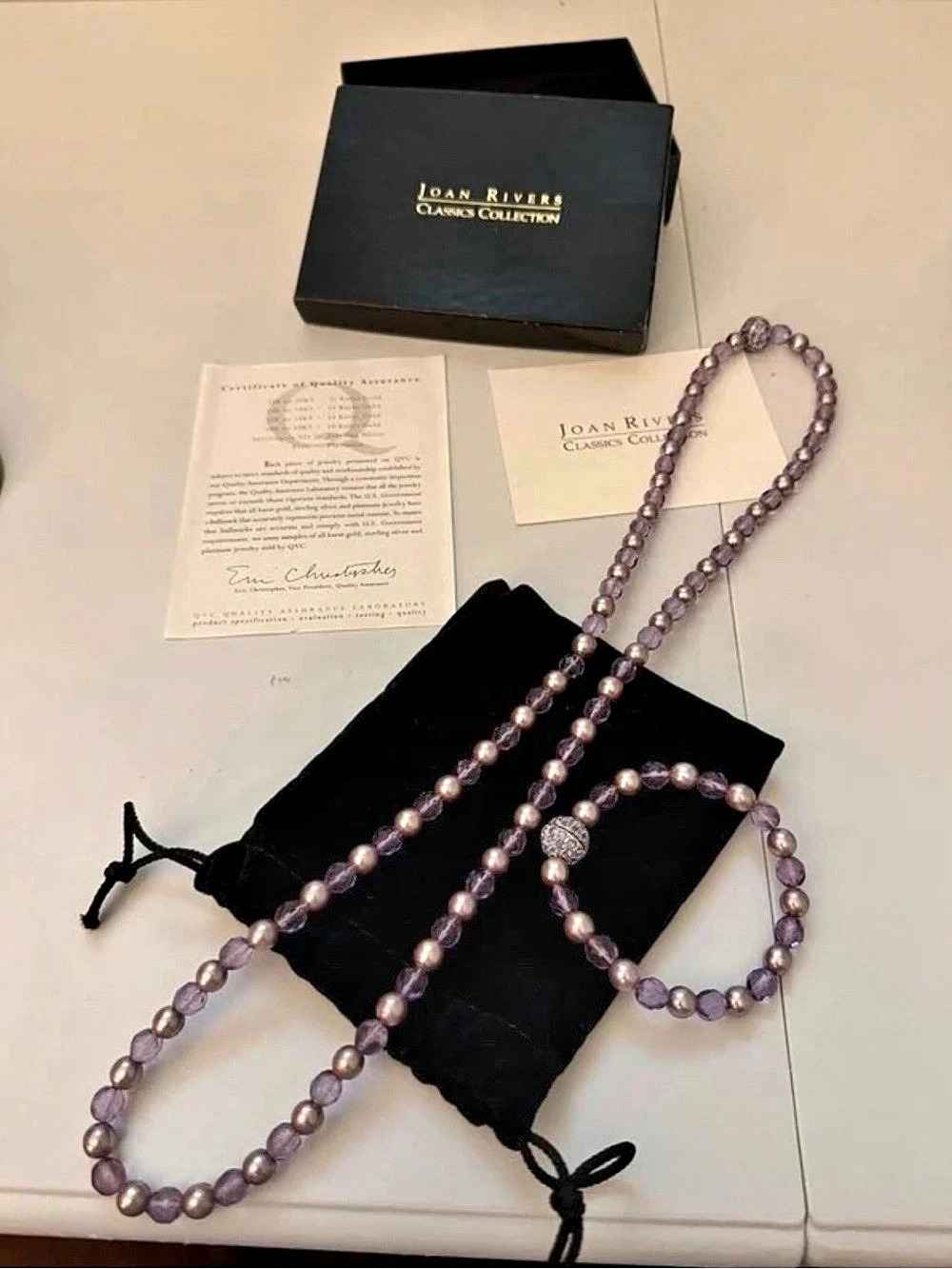Joan Rivers Purple & Pink Beaded Necklace Like New